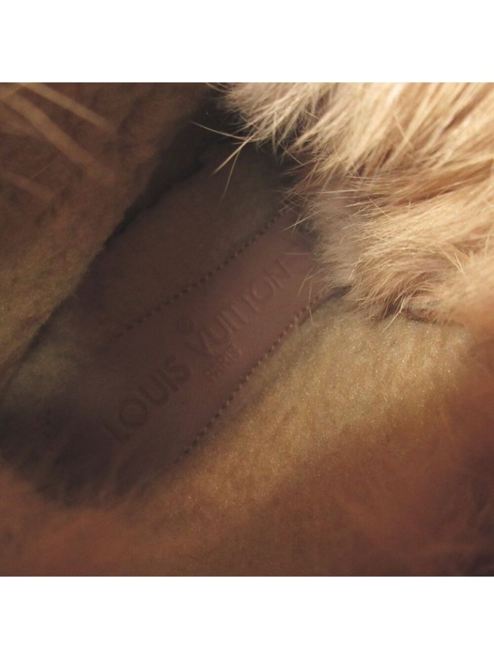 Louis Vuitton Monogram Embossed Suede High Cut Shearling Sneakers 35 Pink Beige - Picture 7 of 10